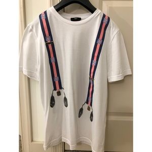 FENDI FF Suspenders Printed Jersey T-Shirt